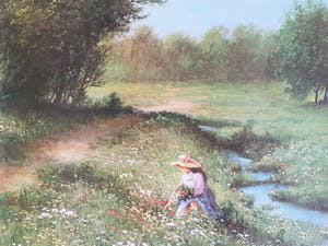 Gerhard Nesvadba - Meisje Plukt Bloemen - Gesigneerd kopen? Bied vanaf 55!