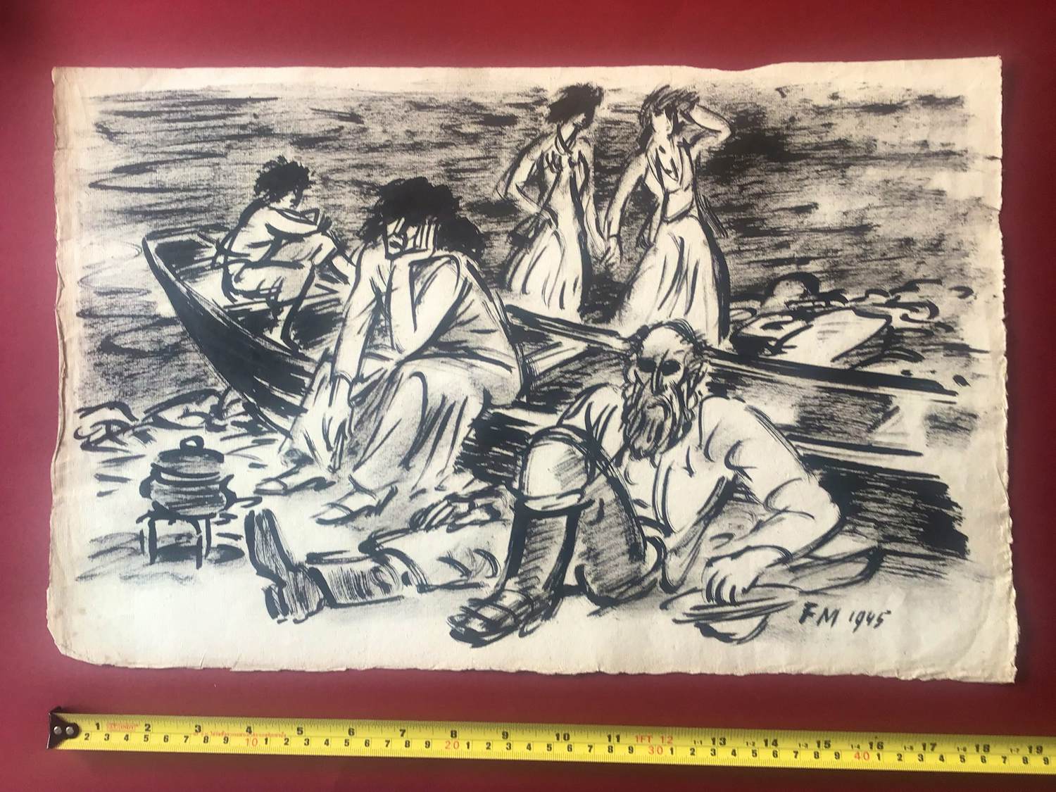 AcheterFrans Masereel - groupe autour d'une barque? Enchérissez de 750!