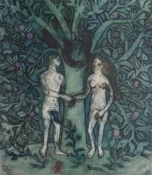 Jeanne Bieruma Oosting - het Paradijs - gesigneerde ingelijste ets kopen? Bied vanaf 499!