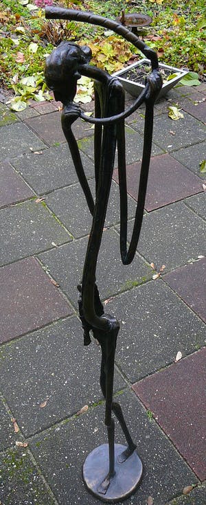 Brons (Onbekend) - De hoornspeler -vloerbeeld, groot- kopen? Bied vanaf 195!