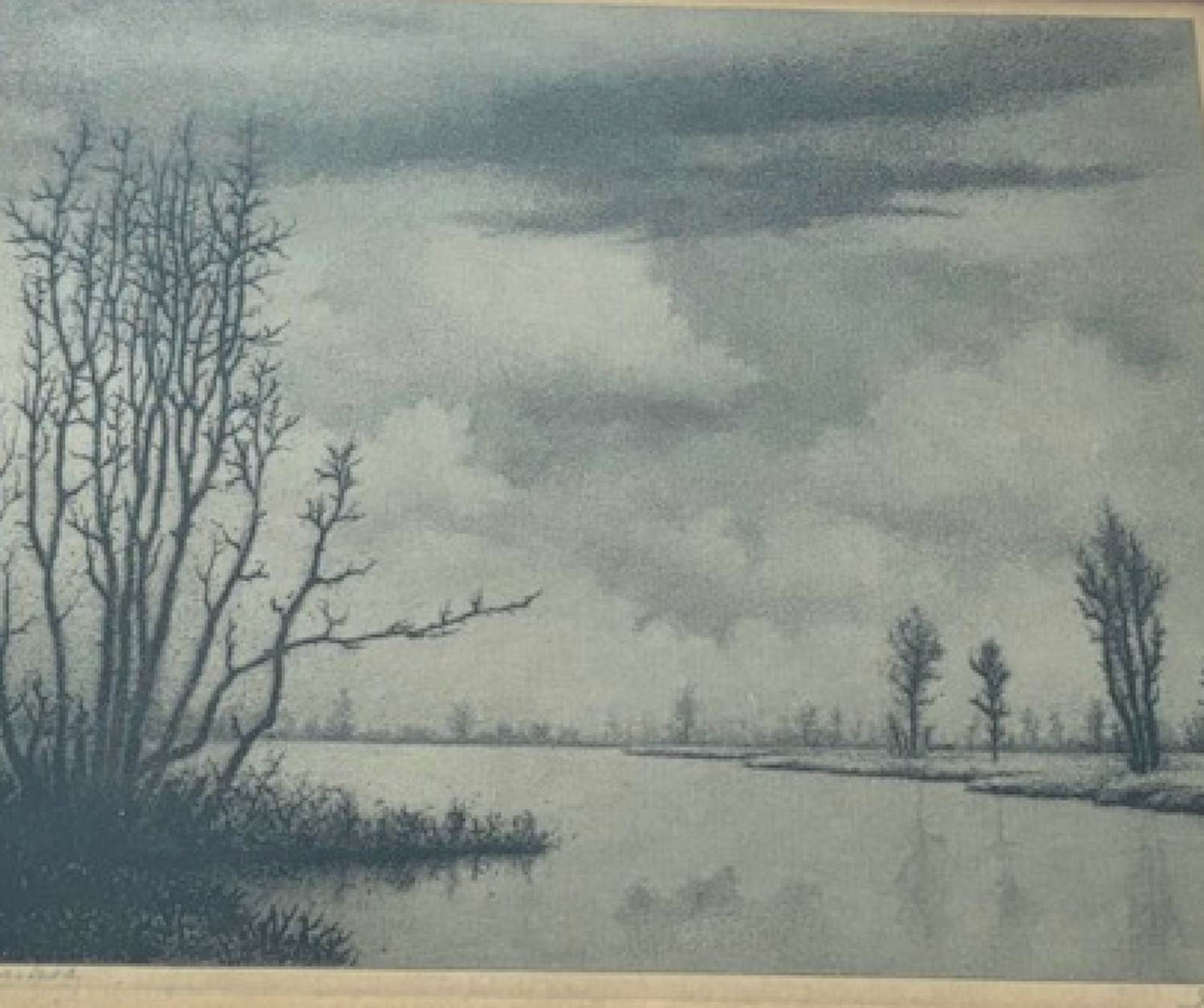 Dirk Harting - Waterlandschap met bomen kopen? Bied vanaf 30!