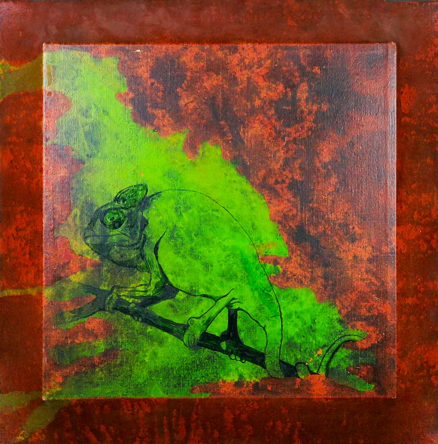 Dirk Lansink - Olieverf op driedimensionaal doek, La garto el verde vivio kopen? Bied vanaf 1!