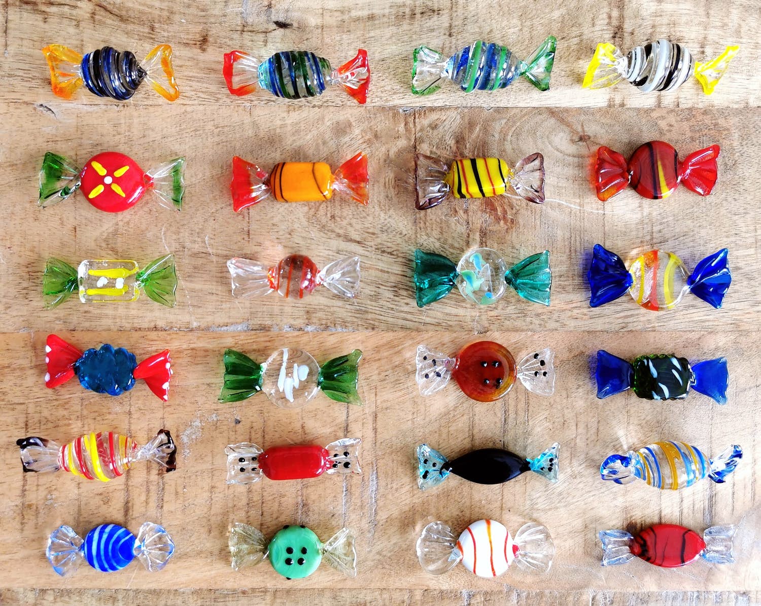 Seguso - 24x Murano Glas Snoepjes / Bonbons / Sweets - Vintage Kunst Venetië verkocht voor € 70!