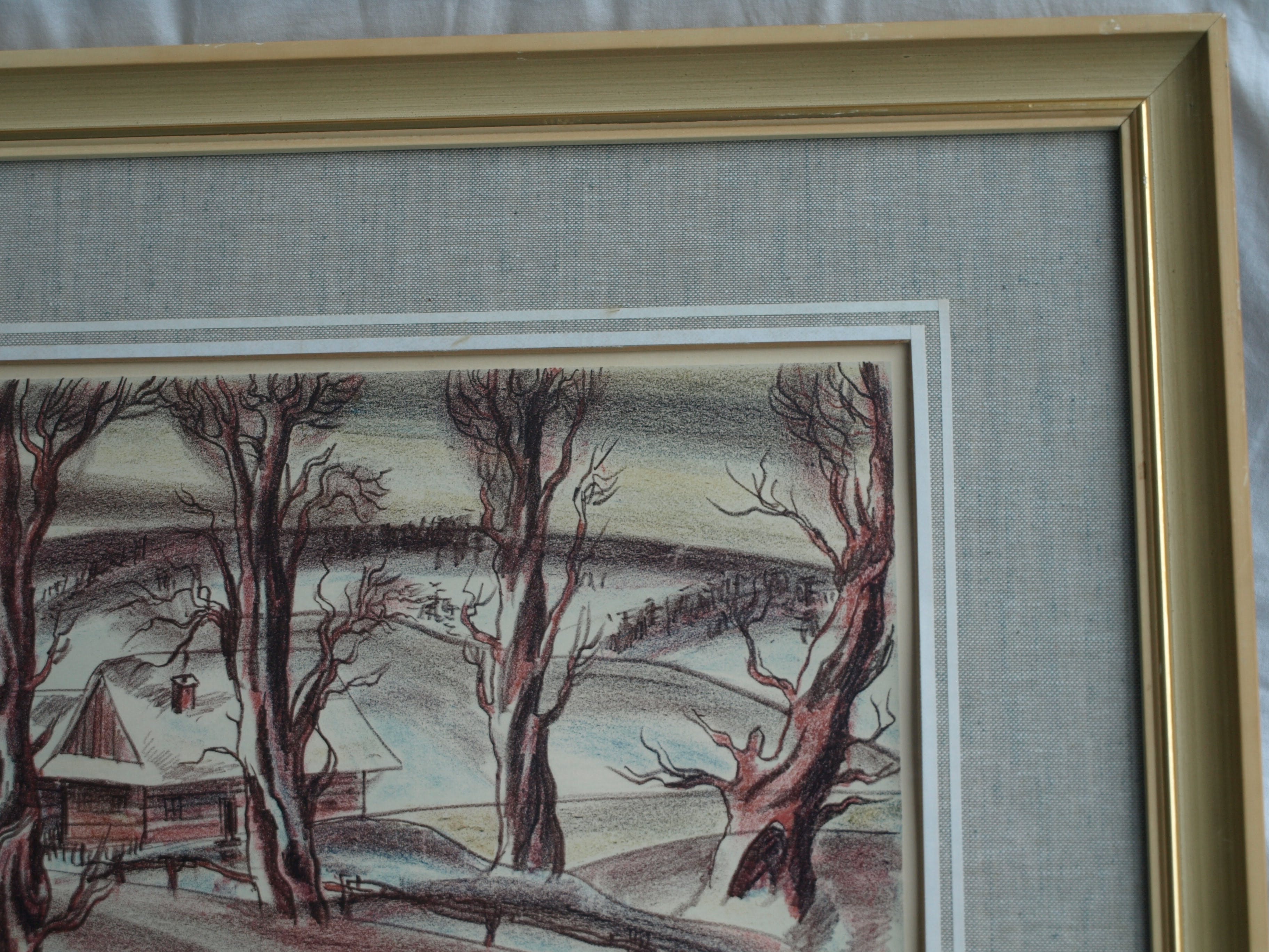 Luděk Majer - Litho, Winterlandschap 1 – gesigneerd & ingelijst – nr 41/50 - 1987 kopen? Bied vanaf 1!