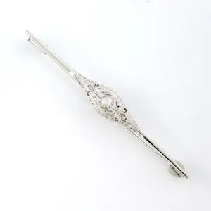 AcheterART NOUVEAU 18k wit gouden broche bezet met roos diamant tot. 0.09ct - G/H - SI? Enchérissez de 195!