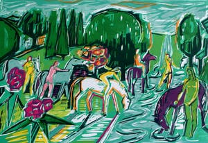 Luuk Scholten - houtsnede: arcadisch kopen? Bied vanaf 35!