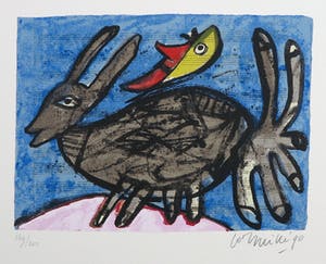 Corneille - Zeefdruk, Konijn op muziekpapier kopen? Bied vanaf 100!