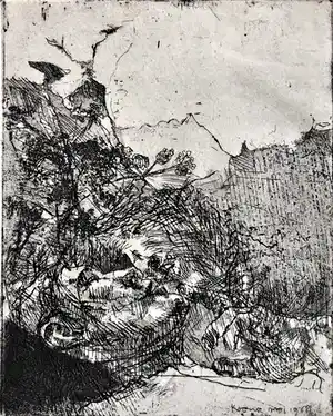 Simon Koene - Landschap met liefdespaar verkocht voor € 45!