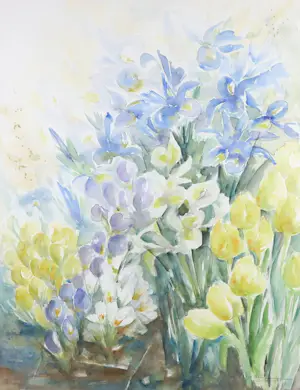 Ge Bos-Riemersma - Aquarel, Bloemstilleven - Ingelijst kopen? Bied vanaf 1!
