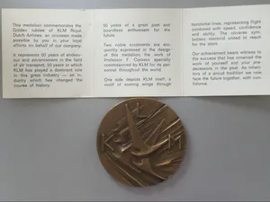 Fred Carasso - 50 jaar KLM penning kopen? Bied vanaf 69!