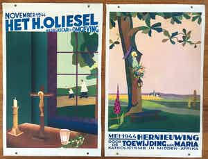 2 x Vintage Affiche uit de oorlogsjaren - thema:  'H. Maria' - 1944 verkocht voor € 20!