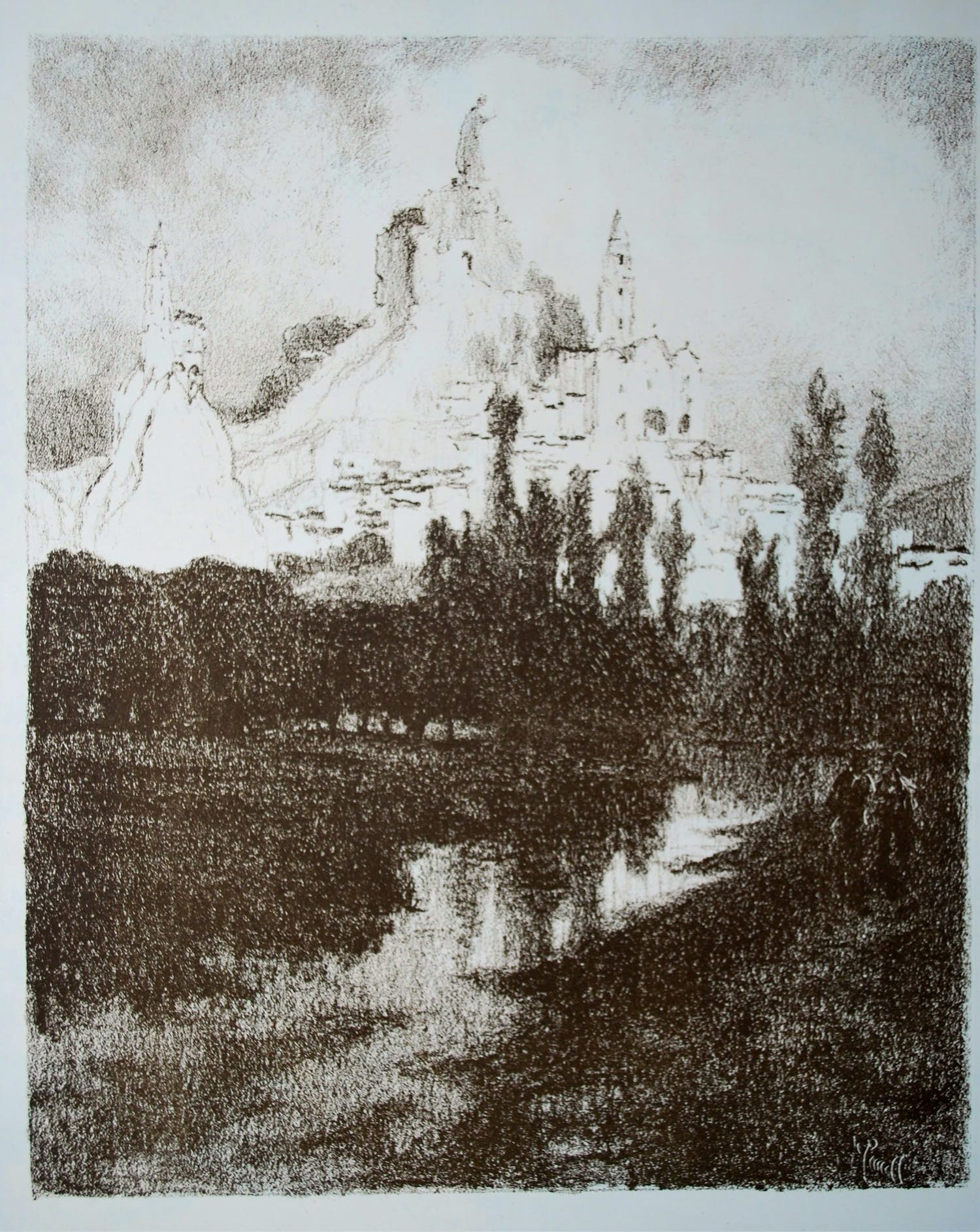 Joseph Pennell - Le Puy-en-Velay, Auvergne, met kathedraal - ingelijste litho, 19e eeuw verkocht voor € 25!