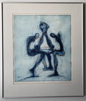 Ronald Tolman - kleurenets - 'Drie figuren' - 1988 (INGELIJST, KLEINE OPLAGE) kopen? Bied vanaf 130!