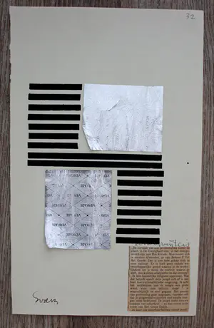 Siep van den Berg - collage/stifttekening - 1984 (gesigneerd!) kopen? Bied vanaf 75!