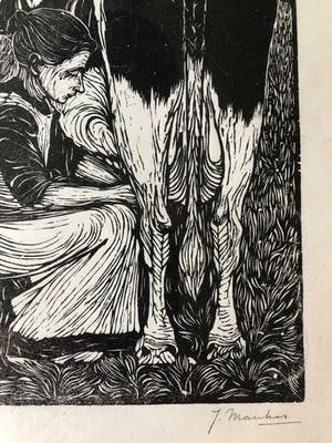 Jan Mankes - Houtsnede Koemelkster kopen? Bied vanaf 295!