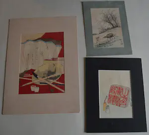 AcheterNiet of onleesbaar gesigneerd - 3 diverse; Stillevens zonder titels.? Enchérissez de 1!