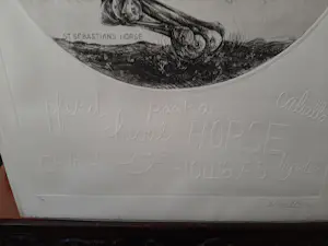 Willem Snitker - Ets, blinddruk, titel, Sint Sebastiaanpaard kopen? Bied vanaf 30!