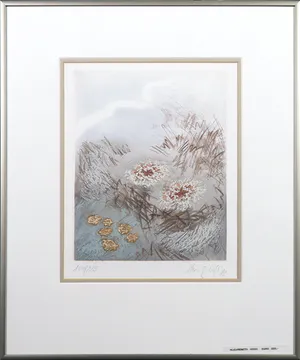 Heinz Voss - Kleurenets, Abstracte bloemen - Ingelijst kopen? Bied vanaf 1!