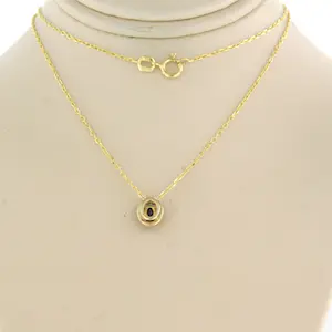 14k gouden collier en hanger met saffier en briljant geslepen diamant kopen? Bied vanaf 170!