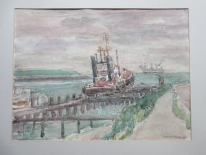 Gerard Menken - Haveningang Westerschelde Vlissingen - Aquarel kopen? Bied vanaf 1!
