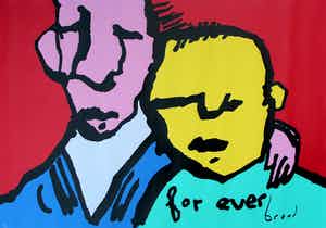 Herman Brood - Zeefdruk op linnen: "Fore ever (friends) verkocht voor € 599!