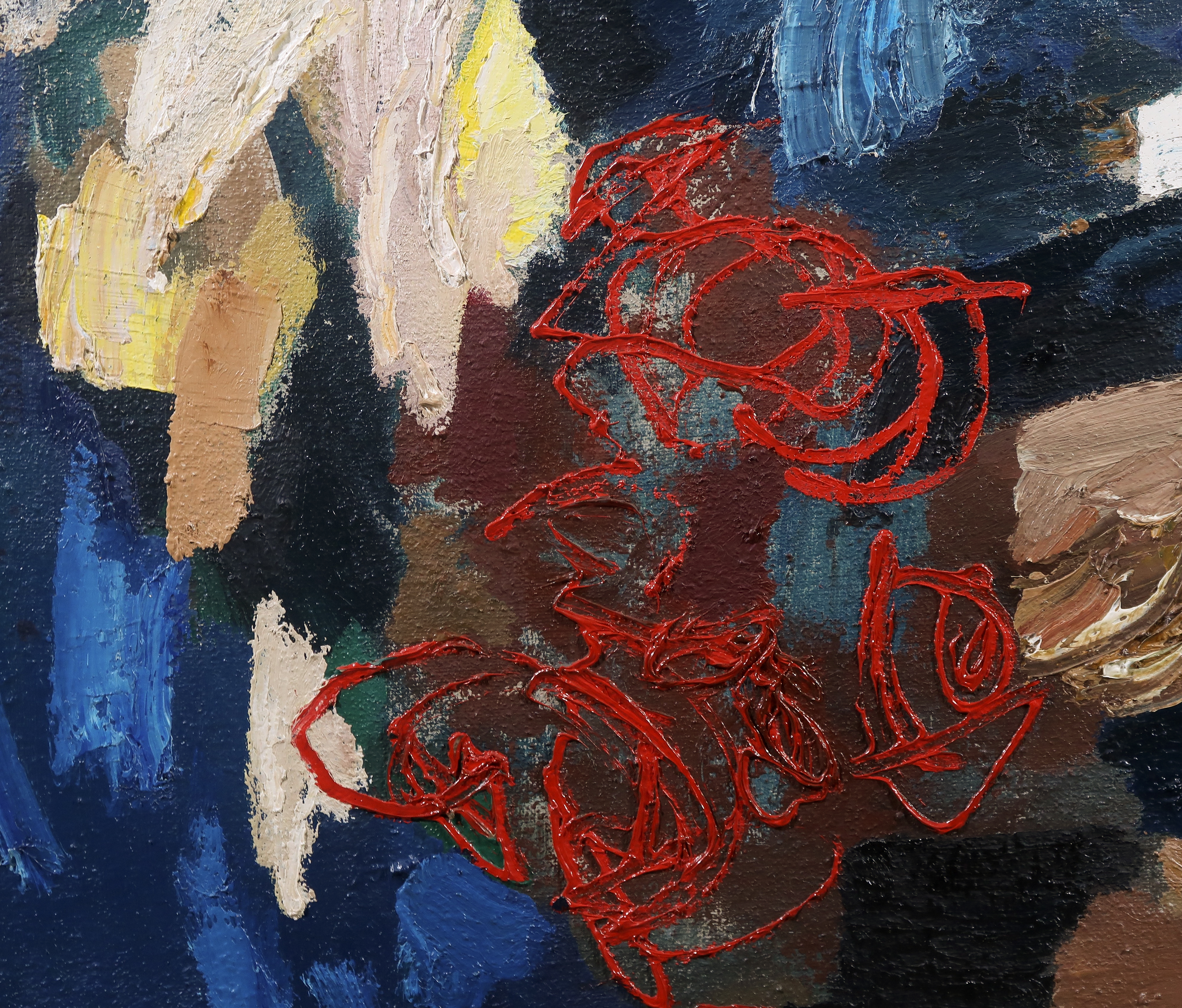Dolf Breetvelt - Olieverf op doek, Abstracte compositie - Ingelijst (Zeer groot) kopen? Bied vanaf 1000!