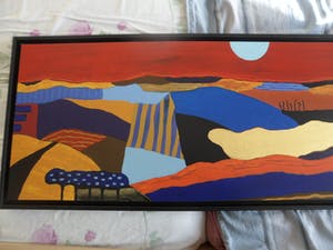 Ronald Boonacker - met Acrylverf opgehoogde Zeefdruk op paneel in fraaie baklijst kopen? Bied vanaf 175!
