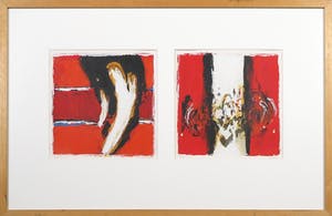 Hans Vanhorck - Zeefdrukken, Tweeluik Rood - Ingelijst kopen? Bied vanaf 1!