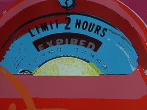 Niet of onleesbaar gesigneerd - GROTE ingelijste zeefdruk , Parkeermeter – gesigneerd – nr. 27 van 50 ex. kopen? Bied vanaf 1!