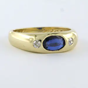 14k gouden ring met saffier tot.0.84ct en Bolsjewiek geslepen diamant tot.0.10ct kopen? Bied vanaf 360!