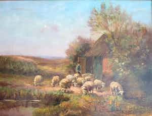 Piet Bouter - Herder met schaapskudde in landschap verkocht voor € 210!