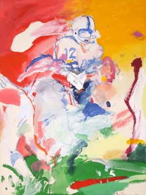 Jan van Diemen - Gouache, American Football verkocht voor € 60!
