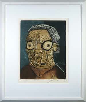 Jose Luis Cuevas - Kleurenets en aquatint, Z.T. Memoire de la liberte - Ingelijst (Groot) verkocht voor € 100!