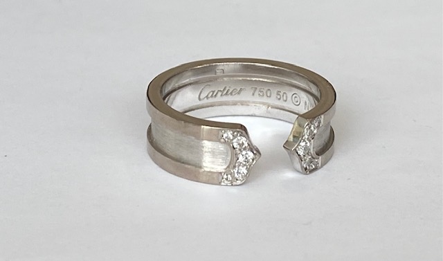 Authentieke Vintage 18K witgouden "C de Cartier" ring . kaufen? Bieten Sie von 1250!