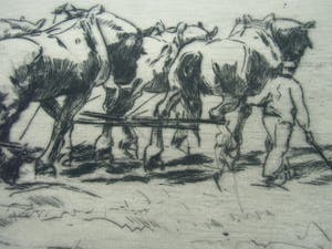 Daan Bout - TWEE BOEREN MET DUBBELSPAN PLOEGPAARDEN kopen? Bied vanaf 35!