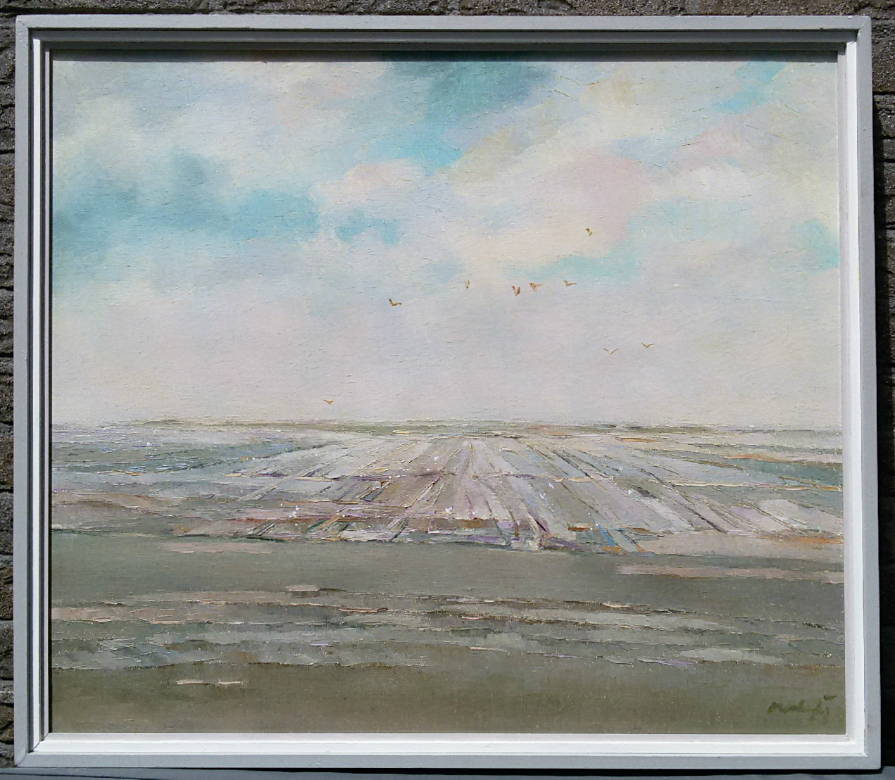 Niet of onleesbaar gesigneerd - Akkers bij Eenrum - Groningen, olieverf op doek (ingelijst) kopen? Bied vanaf 1!