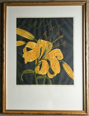 Dianne Bakker - Lelie I (E.A.) | Houtsnede in bijpassende lijst kopen? Bied vanaf 1!