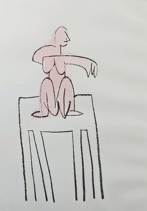 Klaas Gubbels - Handgekleurde ets, Ma modèle - Ingelijst kopen? Bied vanaf 130!