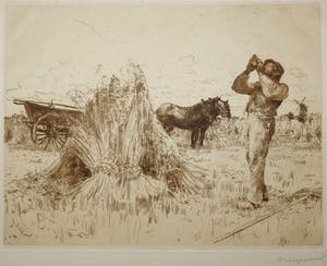 Waalko Jans Dingemans (sr.) - Arbeider met paarden en kar in landschap kopen? Bied vanaf 35!
