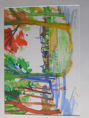 Guus van Eck - Gouache, Stevensweert. kopen? Bied vanaf 225!