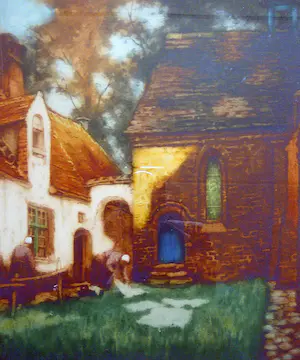 Alfred van Neste - Vrouwen drogen de was -kleuren ets- kopen? Bied vanaf 45!