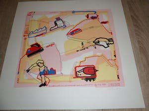 Huibert van Dorp - Zeefdruk, "Magnetische Flux". kopen? Bied vanaf 35!