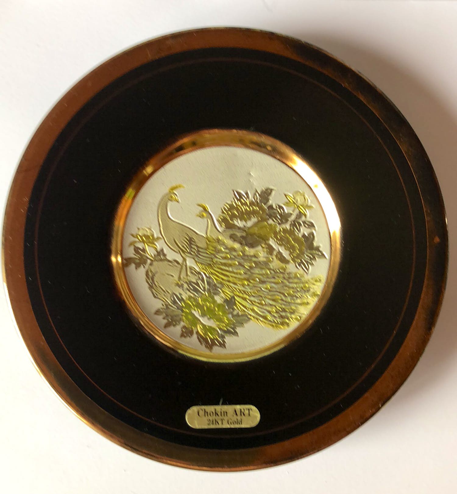 Niet of onleesbaar gesigneerd - Chokin Art Japan (1) - Chokin - Porselein, Verguld metaal - pauwen met bloemen - kopen? Bied vanaf 1!