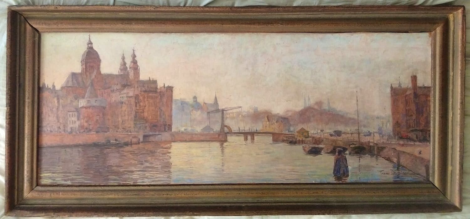 Frans Berntsen - Amsterdam met zicht op de Schreierstoren, Nicolaaskerk en de Lutherse kerk kopen? Bied vanaf 600!