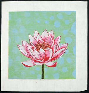 Dianne Bakker - Hout & Linosnede op Japans papier, Waterlelie kopen? Bied vanaf 1!