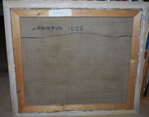 J.J. Pantus - Landschap met 2 bomen - groot schilderij kopen? Bied vanaf 75!