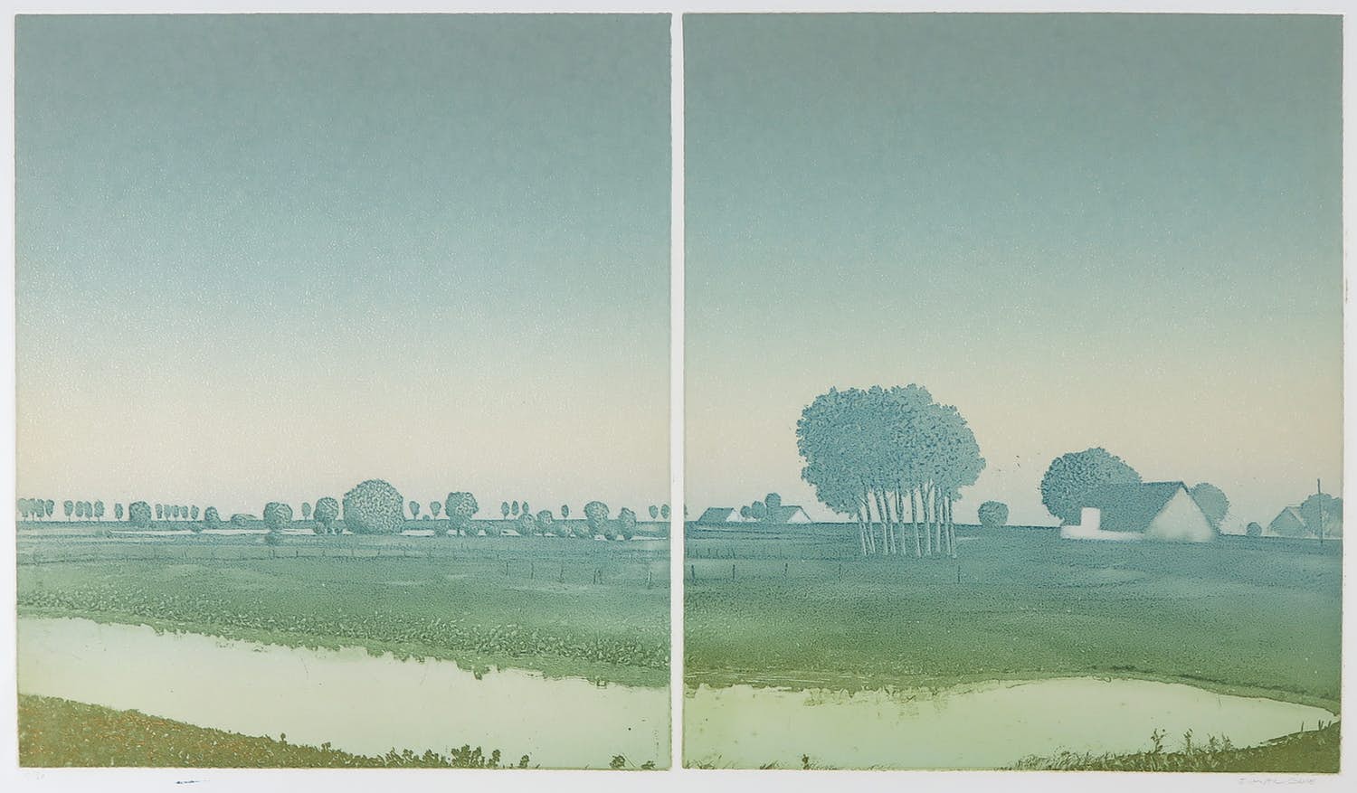 Elmar Gille - Aquatint, Landschap verkocht voor € 100!