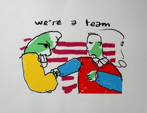 Herman Brood - grote zeefdruk: We're a team kopen? Bied vanaf 275!