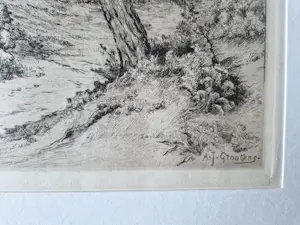 Adrianus Johannes Grootens - Fraaie jaren 30 zeefdruk "in de duinen" - potlood-gesigneerd kopen? Bied vanaf 28!