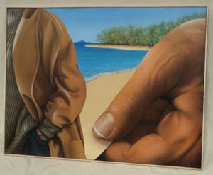 Kees Gerritse - Groot , ingelijst olieverf op doek , Aan het strand II – 1999 – 90 x 120 cm. kopen? Bied vanaf 1000!